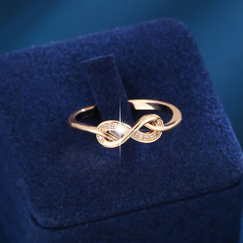 Women's Knot Pattern Zirconia Ring Copper Band Everyday Jewelry